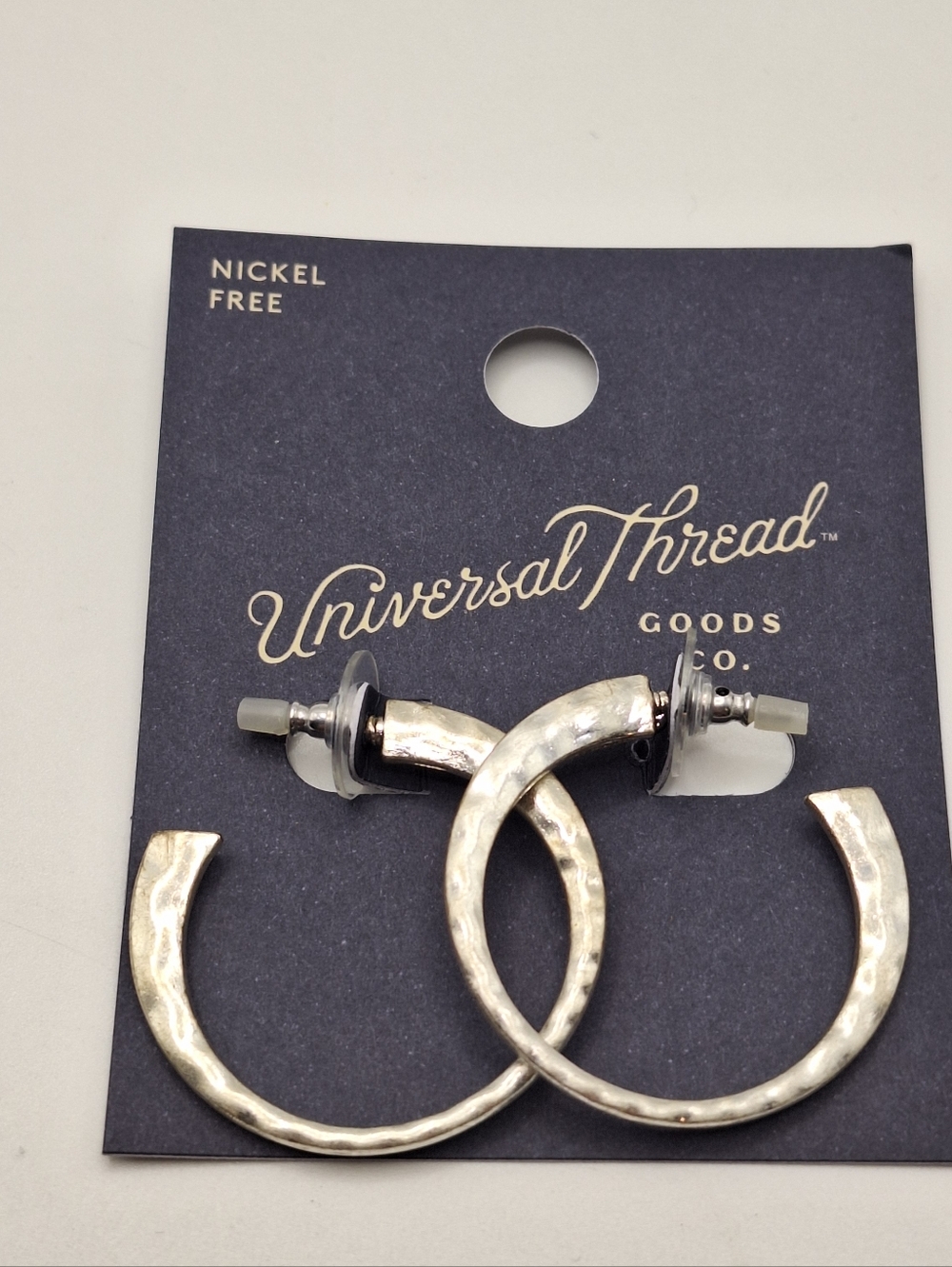 Universal Thread Hammered Silver Hoop Earrings | Textured Boho Hoops Nickel Free